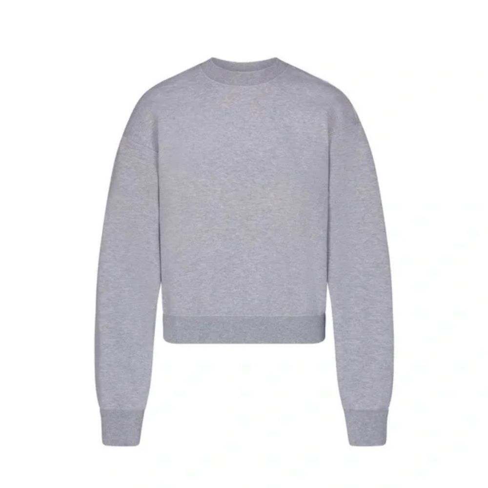 NWT Skims Cotton Fleece Crew Neck Pullover Heather Gray XS
